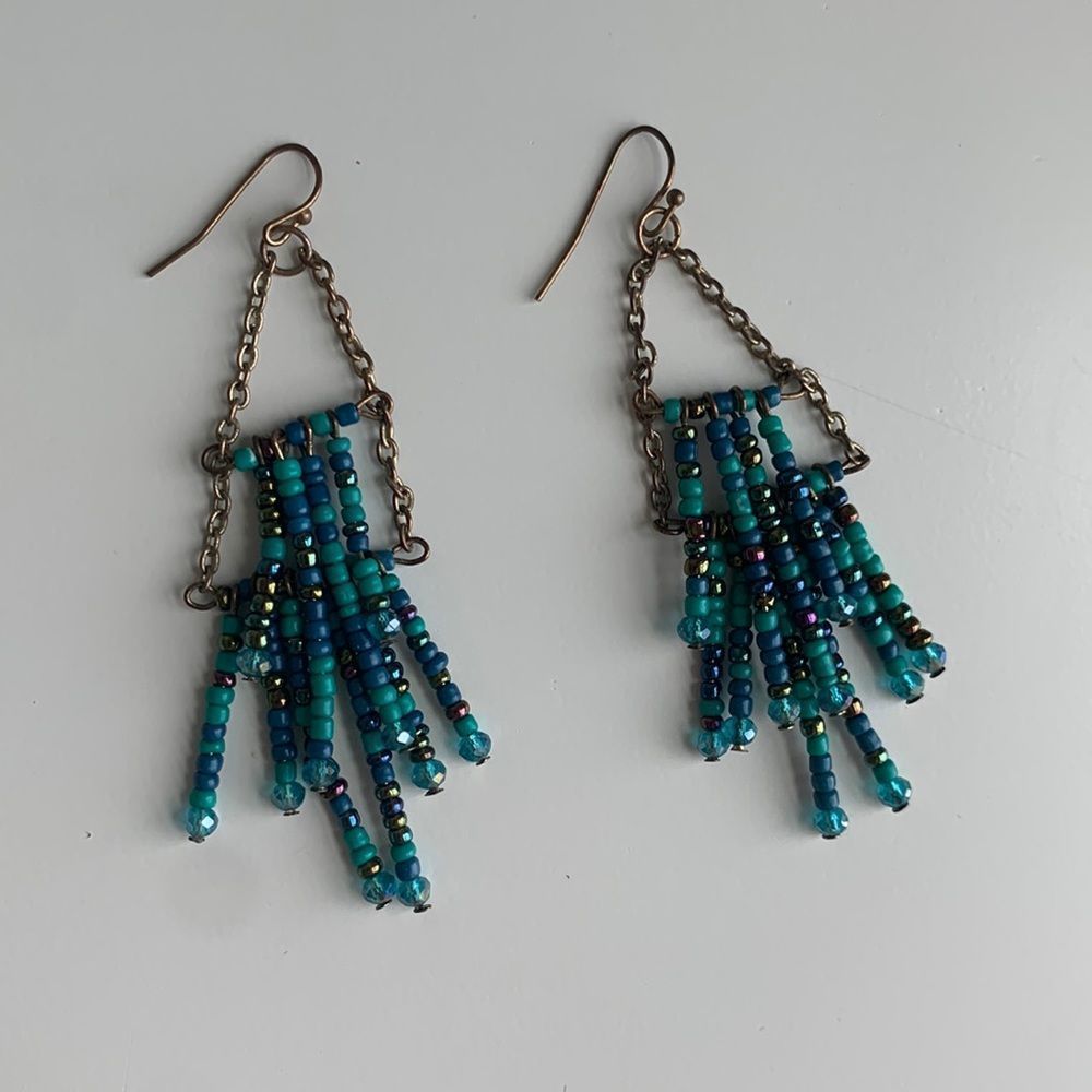 Beaded turquoise dangle earrings